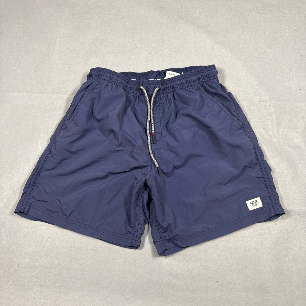 Katin Men Navy Blue Mesh Lined Nylon Swim Trunks Shorts Medium RN 145195